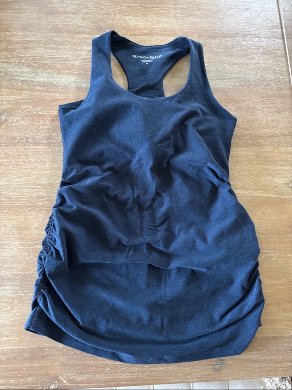 Beyond the Bump Navy-Black Racerback Maternity Tank with Side Ruching